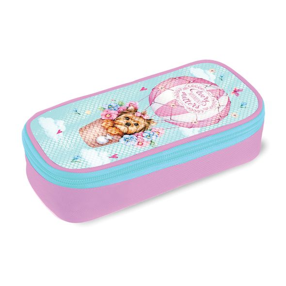 Пенал Hatber 205х95х45мм 1 отделение на молнии-Воздушный шар- с пайетками  в индив. упак. , 